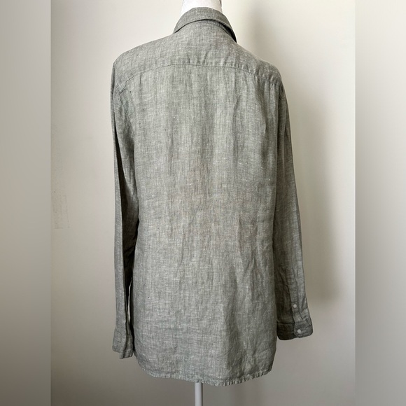 ISLAND COMPANY 100% Linen Button Down Long Sleeve Shirt Women’s (~ Small ) - Picture 4 of 9